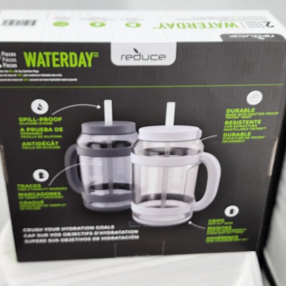 Reduce WaterDay 80oz 2 piece Spill Proof All Day Hydration Mugs NWT - Picture 7 of 7